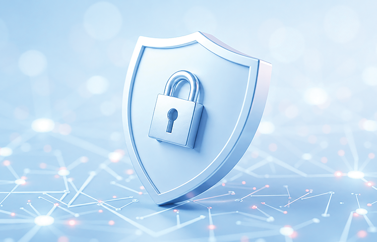 Digital security shield representing internal controls, ethics and compliance