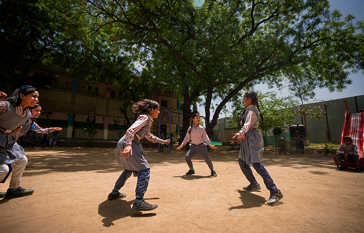 School children playing together